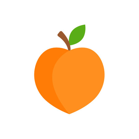 Peach fruit icon in flat style. Apricot vector illustration on isolated background. Nectarine nature snack sign business concept.のイラスト素材