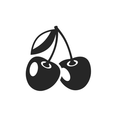 Cherry berry icon in flat style. Fresh fruit vector illustration on isolated background. Fresh cherry sign business concept.のイラスト素材