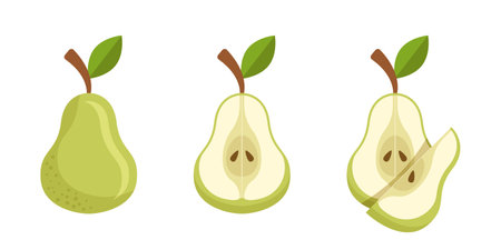 Pear icon set collection in flat style. Fresh fruit vector illustration on isolated background. Fresh pear sign business concept.のイラスト素材