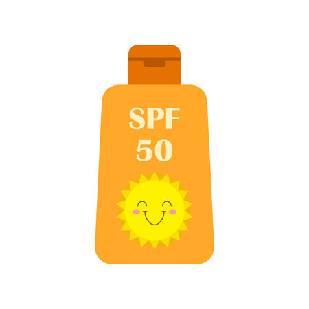 Sunscreen cream icon in flat style. Skin protection vector illustration on isolated background....