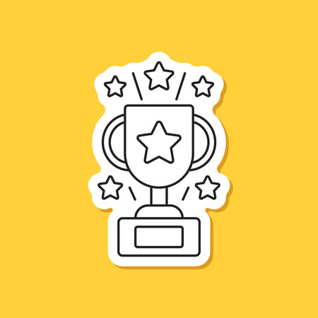 Trophy cup paper sticker icon in flat style. Award prize vector illustration on isolated background. Champion sports event sign business concept.のイラスト素材