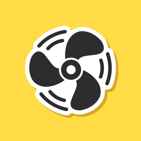 Ventilation sticker icon in flat style. Fan airflow vector illustration on isolated background. Turbine rotation sign business concept.のイラスト素材