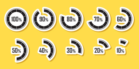 Loading progress bar sticker icon in flat style. Progress bar vector illustration on isolated background. Gauge level sign business concept.のイラスト素材