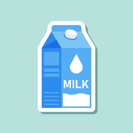 Milk bottle sticker icon in flat style. Dairy product vector illustration on isolated background. Milky liquid sign business concept.のイラスト素材