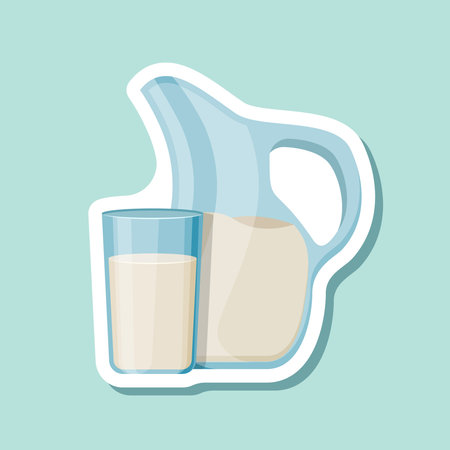 Milk bottle sticker icon in flat style. Dairy product vector illustration on isolated background. Milky liquid sign business concept.のイラスト素材