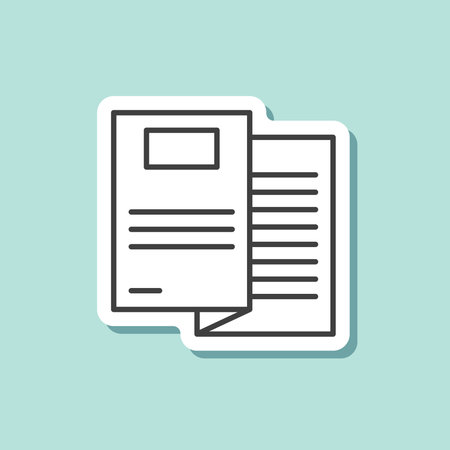 Brochure flyer stroke line icon in flat style. Booklet sticker vector illustration on isolated background. Poster sign business concept.のイラスト素材