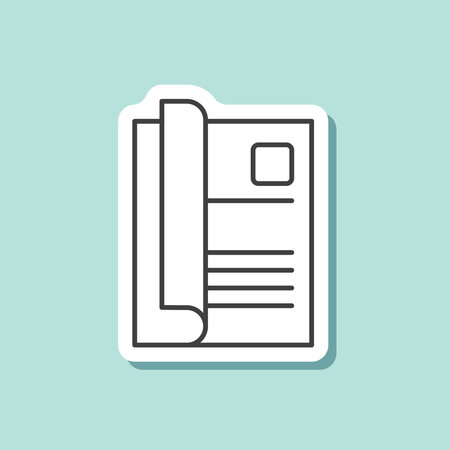 Brochure flyer stroke line icon in flat style. Booklet sticker vector illustration on isolated background. Poster sign business concept.のイラスト素材