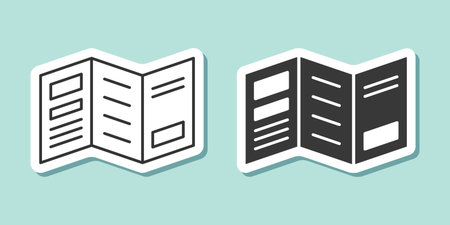 Brochure flyer sticker icon in flat style. Booklet vector illustration on isolated background. Poster sign business concept.のイラスト素材