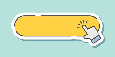 Click here empty banner sticker icon in flat style. Ecommerce vector illustration on isolated background. Shopping button sign business concept.のイラスト素材