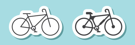 Bicycle sticker icon in flat style. Bike vector illustration on isolated background. Transport sign...