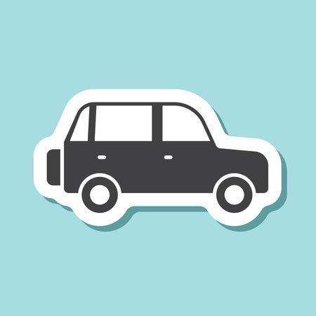 Car sticker icon in flat style. Automobile vector illustration on isolated background. Transport sign business concept.のイラスト素材