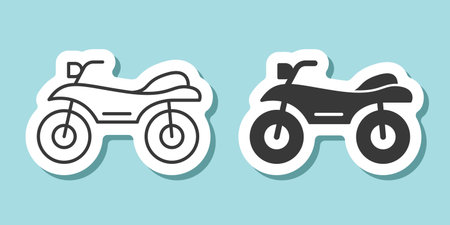 Atv sticker icon in flat style. Quad bike vector illustration on isolated background. Transport sign business concept.のイラスト素材
