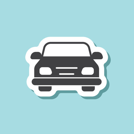 Car sticker icon in flat style. Automobile vector illustration on isolated background. Transport sign business concept.のイラスト素材