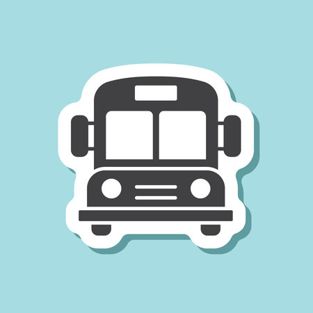 Bus sticker icon in flat style. Autobus vector illustration on isolated background. Transport sign business concept.のイラスト素材