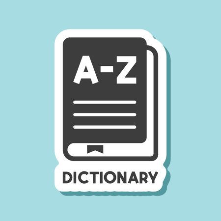 Glossary book sticker icon in flat style. Guidebook encyclopedia vector illustration on isolated background. A-Z notebook sign business concept.のイラスト素材