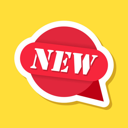 New banner sticker icon in flat style. Arrivals shop vector illustration on isolated background. Fresh product sign business concept.のイラスト素材