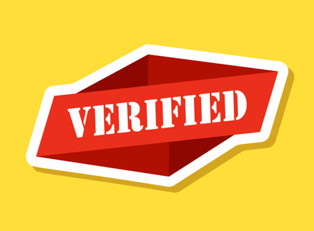 Verified banner sticker icon in flat style. Verify label vector illustration on isolated background. Accepted sign business concept.のイラスト素材