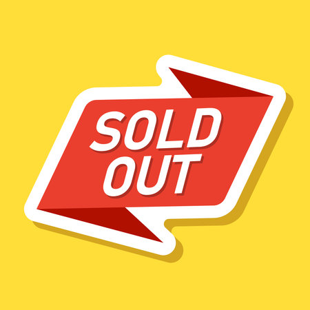 Sold out banner sticker icon in flat style. Sale label vector illustration on isolated background. Sold sign business concept.のイラスト素材