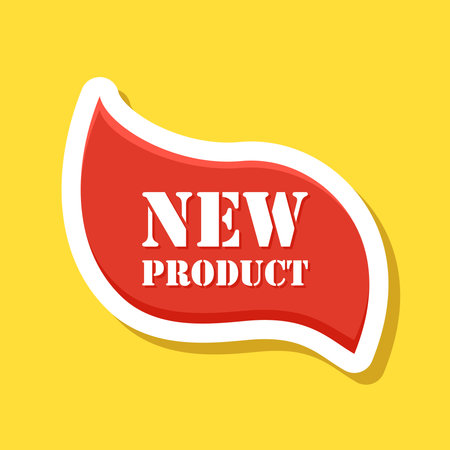 New product banner sticker icon in flat style. Arrivals shop vector illustration on isolated background. Fresh product sign business concept.のイラスト素材