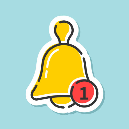 Notification bell sticker icon in flat style. Incoming inbox message vector illustration on isolated...