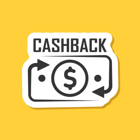 Cashback sticker icon in flat style. Money back label vector illustration on isolated background. Cash back poster sign business concept.のイラスト素材