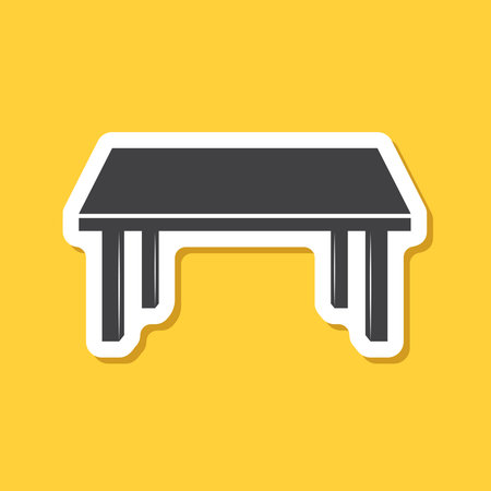 Table furniture sticker icon in flat style. Wooden table vector illustration on isolated background. Dinner desk sign business concept.のイラスト素材