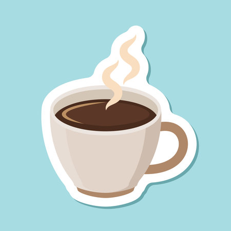 Coffee or tea cup sticker icon in flat style. Hot drink vector illustration on isolated background. Mug sign business concept.のイラスト素材