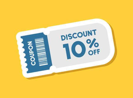 Gift voucher sticker icon in flat style. 10% discount vector illustration on isolated background. Promotion coupon sign business concept.のイラスト素材