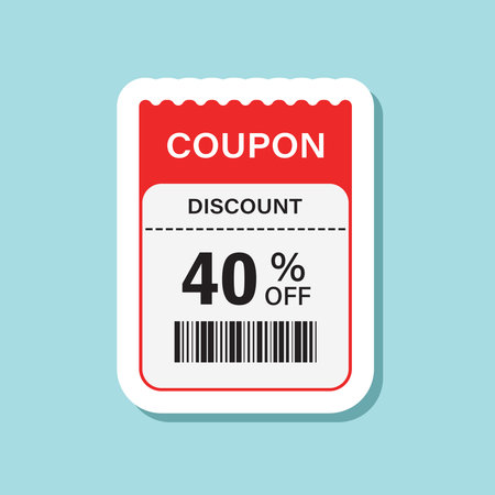Gift voucher sticker icon in flat style. 40% discount vector illustration on isolated background. Promotion coupon sign business concept.のイラスト素材