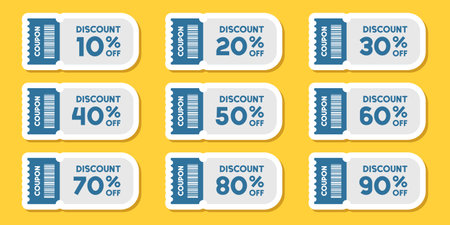 Gift voucher sticker icon set in flat style. Discount vector illustration on isolated background. Promotion coupon sign business concept.のイラスト素材