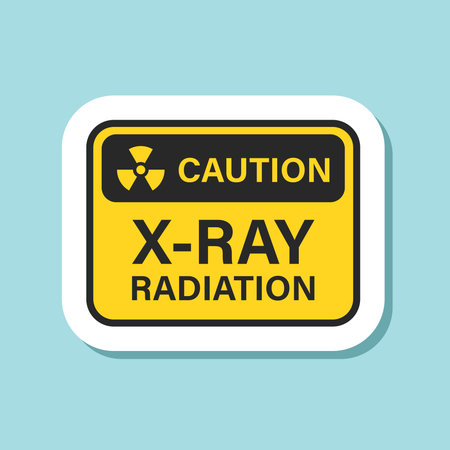 Radioactive material warning sticker icon in flat style. Radiation danger vector illustration on isolated background. Caution sign business concept.のイラスト素材