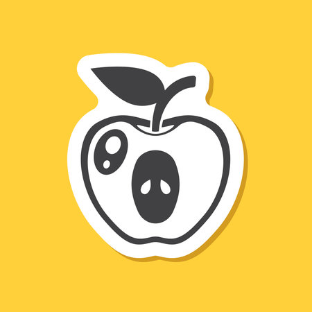 Apple fruit sticker icon in flat style. Healthy dessert vector illustration on isolated background. Fresh food sign business concept.のイラスト素材