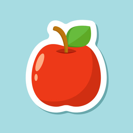 Apple fruit sticker icon in flat style. Healthy dessert vector illustration on isolated background. Fresh food sign business concept.のイラスト素材