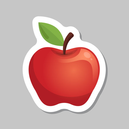 Apple fruit sticker icon in flat style. Healthy dessert vector illustration on isolated background. Fresh food sign business concept.のイラスト素材