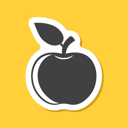 Apple fruit sticker icon in flat style. Healthy dessert vector illustration on isolated background. Fresh food sign business concept.のイラスト素材