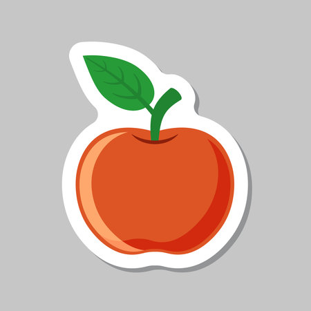 Apple fruit sticker icon in flat style. Healthy dessert vector illustration on isolated background. Fresh food sign business concept.のイラスト素材
