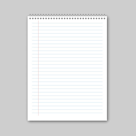 Realistic blank empty lined notebooks mockup icon in flat style. Paper line notebook vector illustration on isolated background. Booklet sign business concept.のイラスト素材