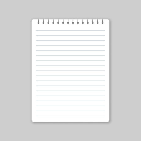 Realistic blank empty lined notebooks mockup icon in flat style. Paper line notebook vector illustration on isolated background. Booklet sign business concept.のイラスト素材