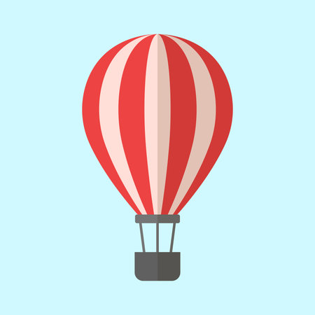 Hot air balloon in flat style. Flying transport ballon vector illustration on isolated background. Travel ball sign business concept.のイラスト素材