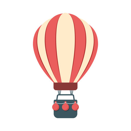 Hot air balloon in flat style. Flying transport ballon vector illustration on isolated background. Travel ball sign business concept.のイラスト素材
