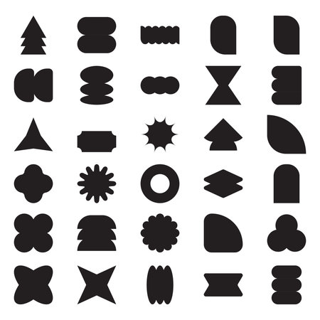Abstract shape icon set collection in flat style. Brutalist geometric doodle vector illustration on isolated background. Geometry element sign business concept.のイラスト素材