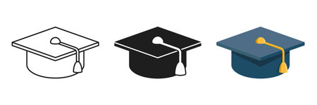 Graduation cap icon in flat style. Education hat vector illustration on isolated background. Graduate headwear sign business concept.のイラスト素材