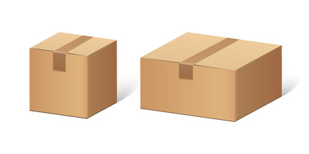 Cardboard box icon in flat style. Package vector illustration on isolated background. Carton container sign business concept.のイラスト素材