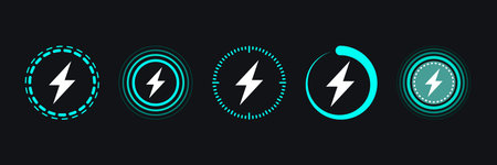 Battery charge icons set collection in flat style. Accumulator recharge vector illustration on...