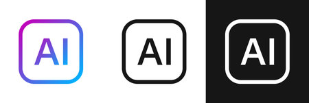 Artificial intelligence icon in flat style. AI generate vector illustration on isolated background. Prompt algorithm sign business concept.のイラスト素材