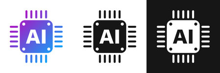 Artificial intelligence cpu icon in flat style. Microchip for AI generation vector illustration on isolated background. Prompt algorithm sign business concept.のイラスト素材