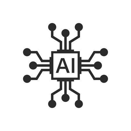 Artificial intelligence cpu icon in flat style. Microchip for AI generation vector illustration on isolated background. Prompt algorithm sign business concept.のイラスト素材