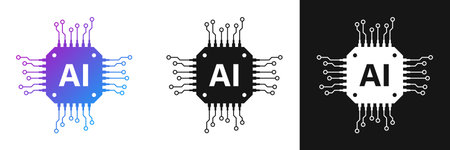 Artificial intelligence cpu icon in flat style. Microchip for AI generation vector illustration on isolated background. Prompt algorithm sign business concept.のイラスト素材