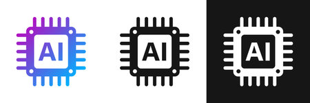 Artificial intelligence cpu icon in flat style. Microchip for AI generation vector illustration on isolated background. Prompt algorithm sign business concept.のイラスト素材