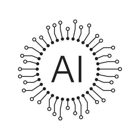 Artificial intelligence cpu icon in flat style. Microchip for AI generation vector illustration on isolated background. Prompt algorithm sign business concept.のイラスト素材